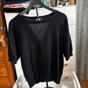 DKNY Women's Elegant Black Short Sleeve Top